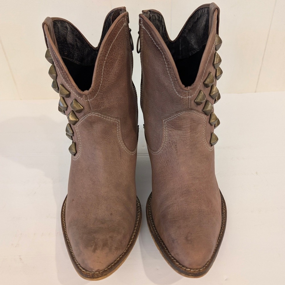 JC Spain Heart Logo Mauve Pink Leather Pyramid Studded Ankle Boots EU 37 US 7 - Picture 7 of 17